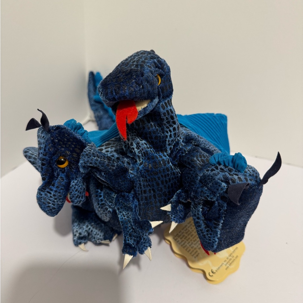 Folkmanis Three-Headed Blue Dragon Hand Puppet-Read Description